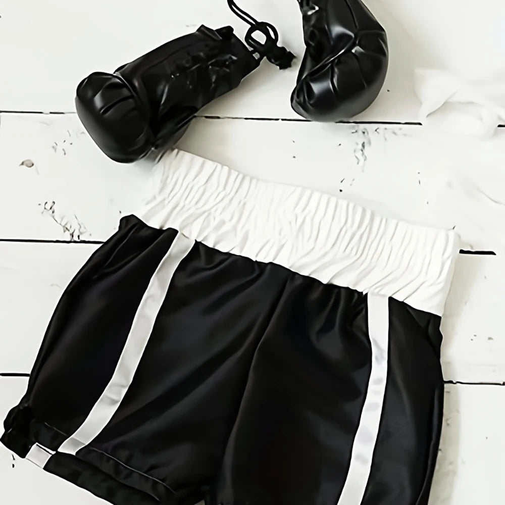 Newborn Photography Props Boxing Theme Baby Photo Outfit Infant Bathrobe Shorts Gloves Set Newborn Photo Costume Studio Props by Creative Vault Marketplace
