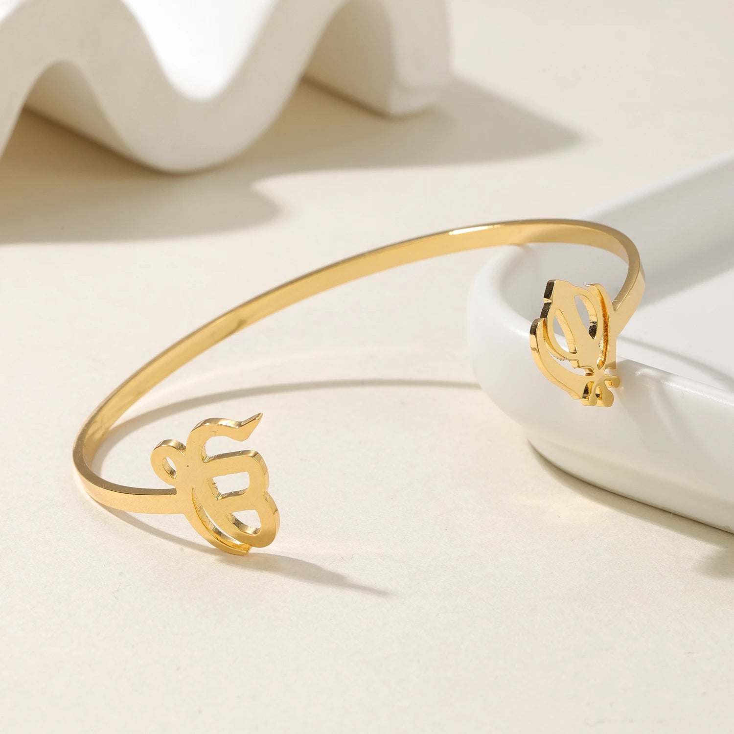 Punjabi Sikh Gold Bracelet God Unique Symbol 18k Stainless Steel Believer Faith Master Unique Symbol Religious Jewelry Souvenir by Creative Vault Marketplace
