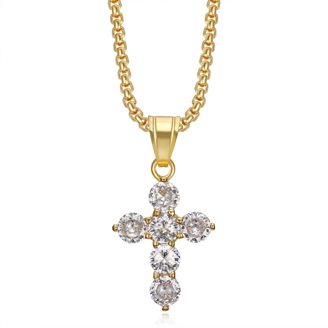 Religious Iced Out Bling Jesus Cross Pendant Stainless Steel Cubic Zirconia Christian Faith Necklace for Women Men Jewelry Gift by Creative Vault Marketplace