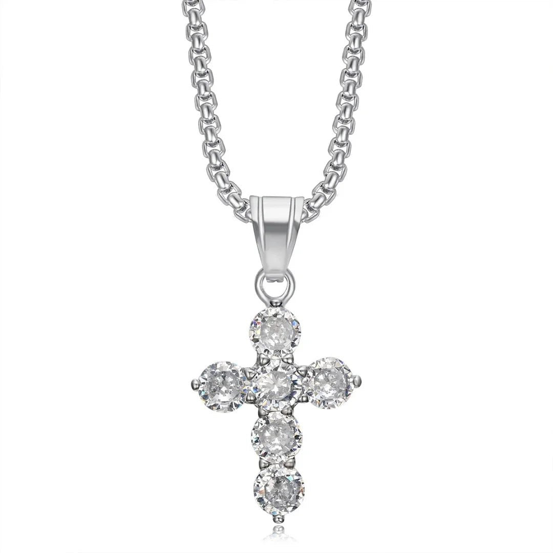 Religious Iced Out Bling Jesus Cross Pendant Stainless Steel Cubic Zirconia Christian Faith Necklace for Women Men Jewelry Gift by Creative Vault Marketplace