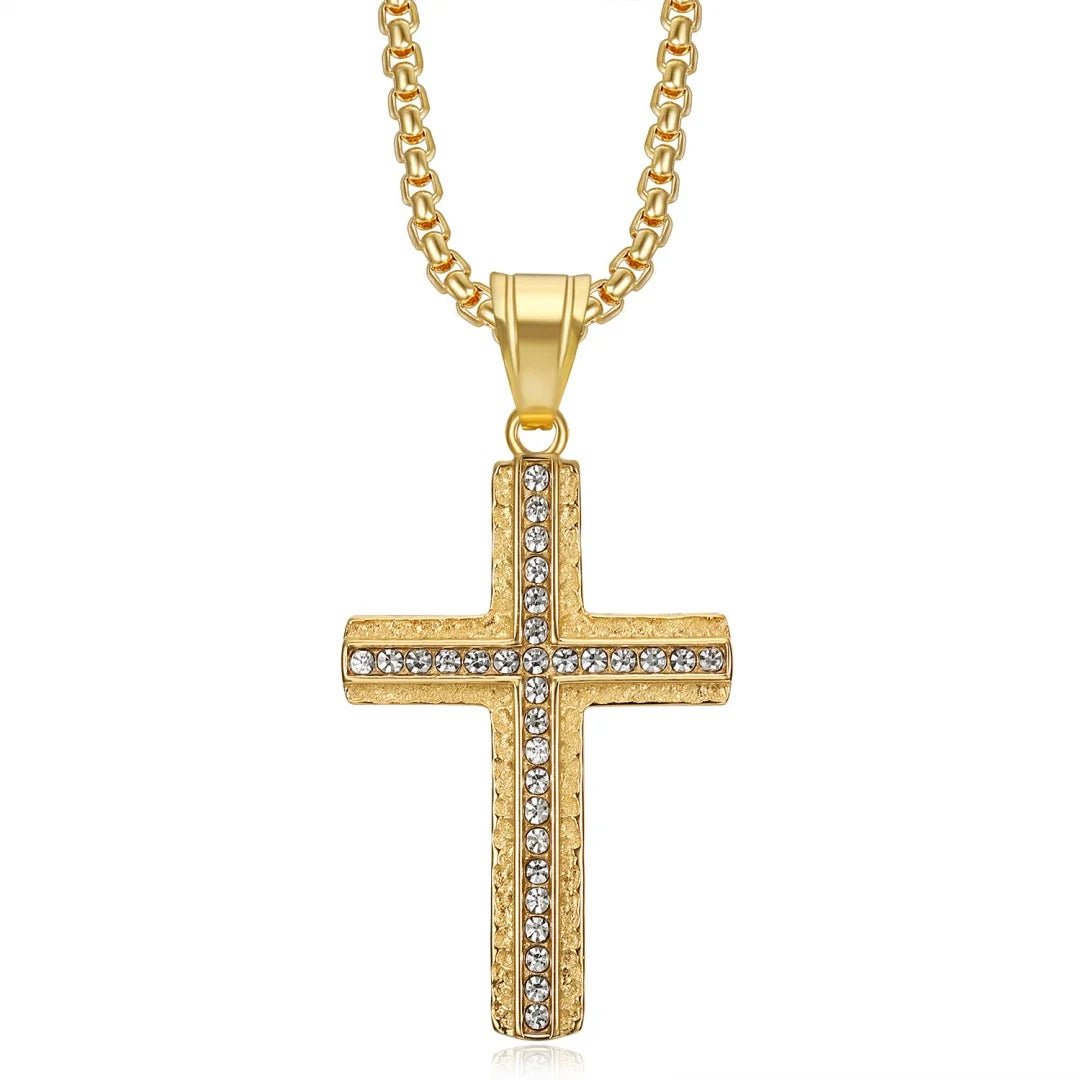 Religious Iced Out Bling Jesus Cross Pendant Stainless Steel Cubic Zirconia Christian Faith Necklace for Women Men Jewelry Gift by Creative Vault Marketplace