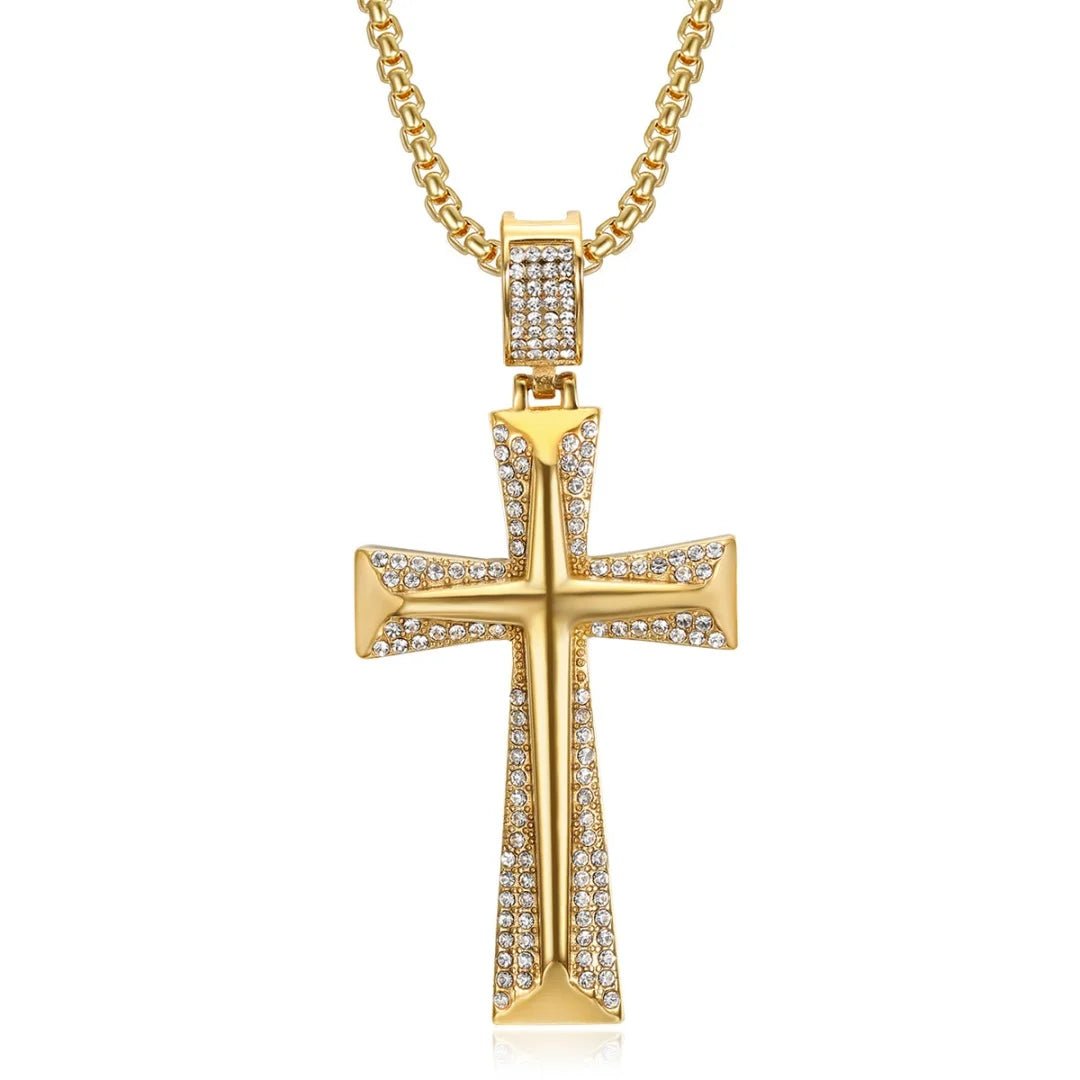 Religious Iced Out Bling Jesus Cross Pendant Stainless Steel Cubic Zirconia Christian Faith Necklace for Women Men Jewelry Gift by Creative Vault Marketplace