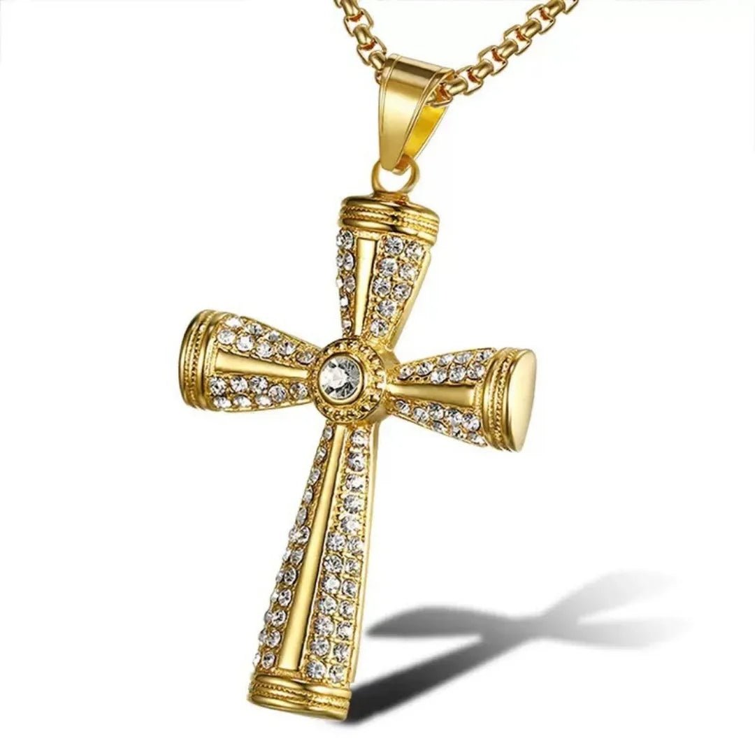 Religious Iced Out Bling Jesus Cross Pendant Stainless Steel Cubic Zirconia Christian Faith Necklace for Women Men Jewelry Gift by Creative Vault Marketplace
