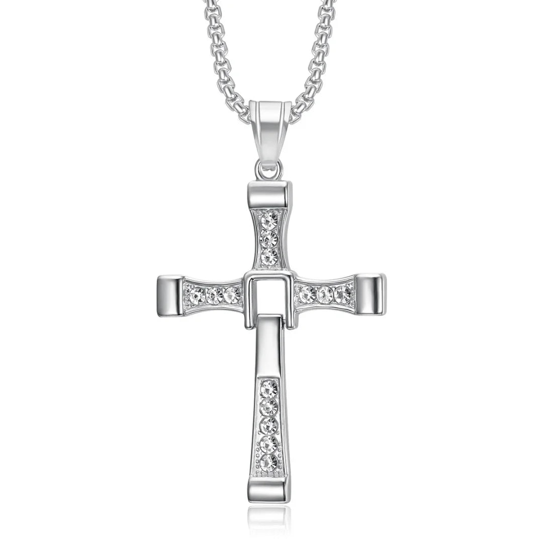 Religious Iced Out Bling Jesus Cross Pendant Stainless Steel Cubic Zirconia Christian Faith Necklace for Women Men Jewelry Gift by Creative Vault Marketplace