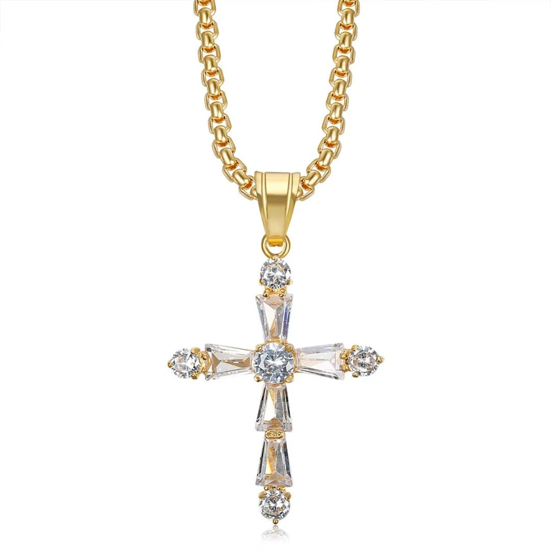 Religious Iced Out Bling Jesus Cross Pendant Stainless Steel Cubic Zirconia Christian Faith Necklace for Women Men Jewelry Gift by Creative Vault Marketplace
