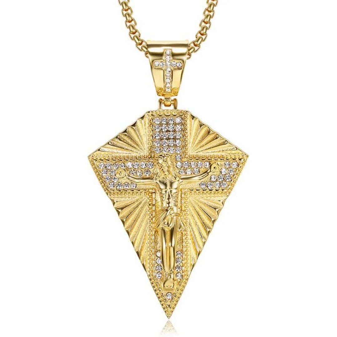 Religious Iced Out Bling Jesus Cross Pendant Stainless Steel Cubic Zirconia Christian Faith Necklace for Women Men Jewelry Gift by Creative Vault Marketplace