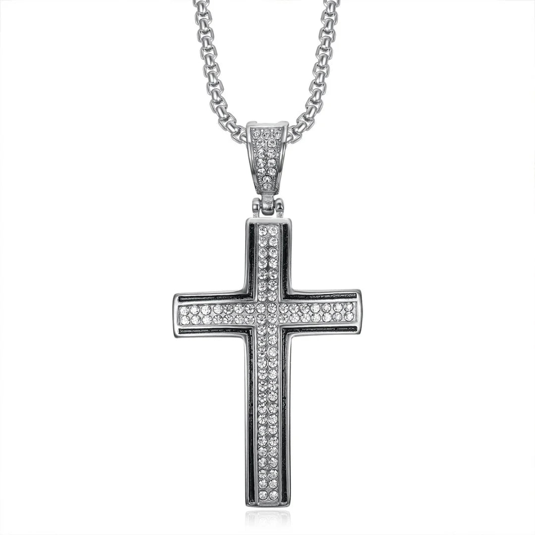 Religious Iced Out Bling Jesus Cross Pendant Stainless Steel Cubic Zirconia Christian Faith Necklace for Women Men Jewelry Gift by Creative Vault Marketplace
