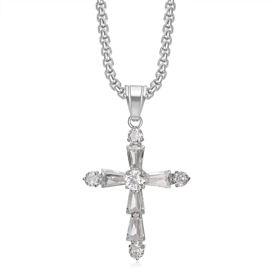 Religious Iced Out Bling Jesus Cross Pendant Stainless Steel Cubic Zirconia Christian Faith Necklace for Women Men Jewelry Gift by Creative Vault Marketplace
