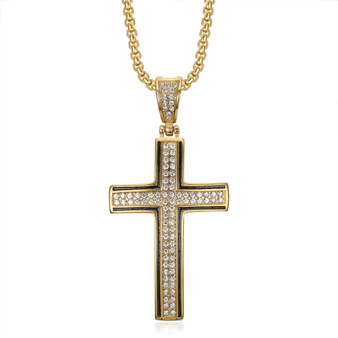 Religious Iced Out Bling Jesus Cross Pendant Stainless Steel Cubic Zirconia Christian Faith Necklace for Women Men Jewelry Gift by Creative Vault Marketplace