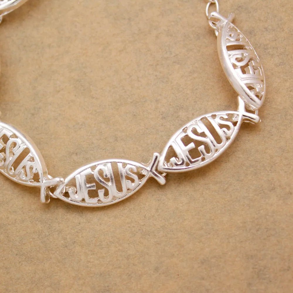 Religious Catholic Church Christian Jesus Fish Charm Bangle Chain Bracelets For Women Pulseira Masculina Gift Men Jewelry New by Creative Vault Marketplace