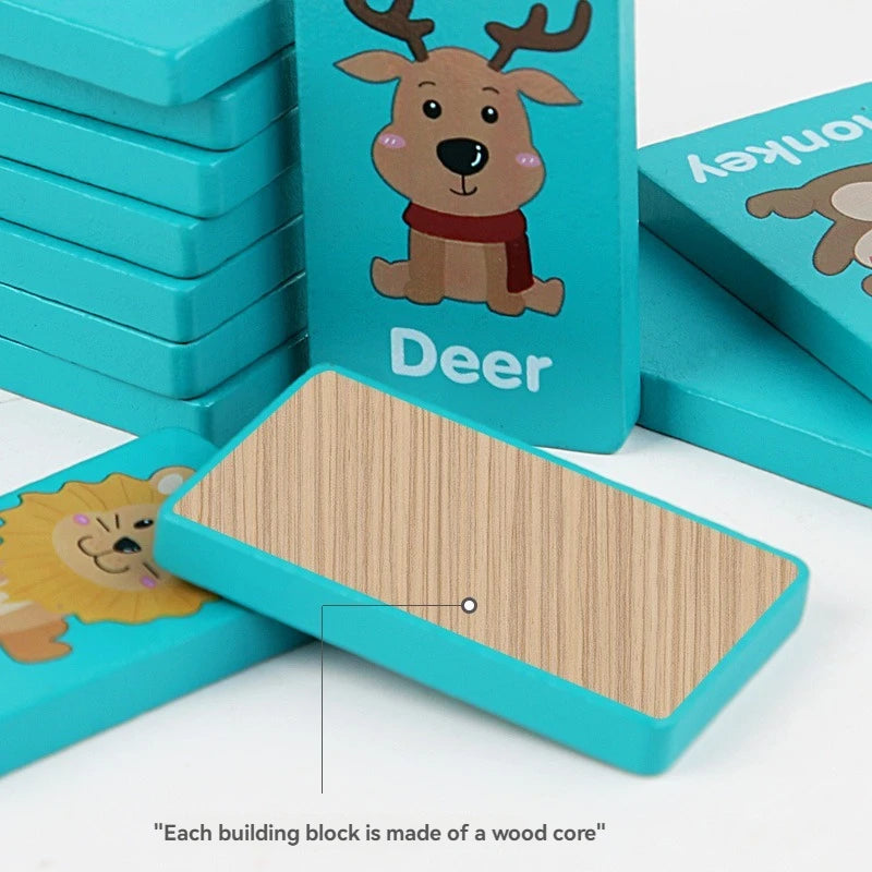 Children Hand Scratch Wooden Puzzle Toy Board Baby Cartoon Montessori Early Education Farm Fruit Cognitive Matching Mahjong Toy by Creative Vault Marketplace