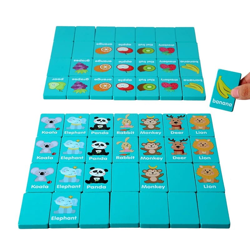 Children Hand Scratch Wooden Puzzle Toy Board Baby Cartoon Montessori Early Education Farm Fruit Cognitive Matching Mahjong Toy by Creative Vault Marketplace