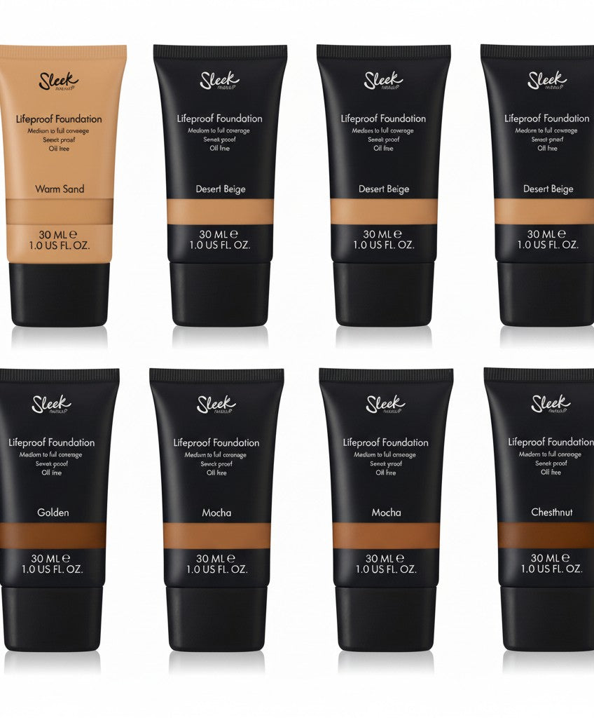 Creative Vault Marketplace Sleek MakeUP Lifeproof Foundation tubes in various shades from light to dark