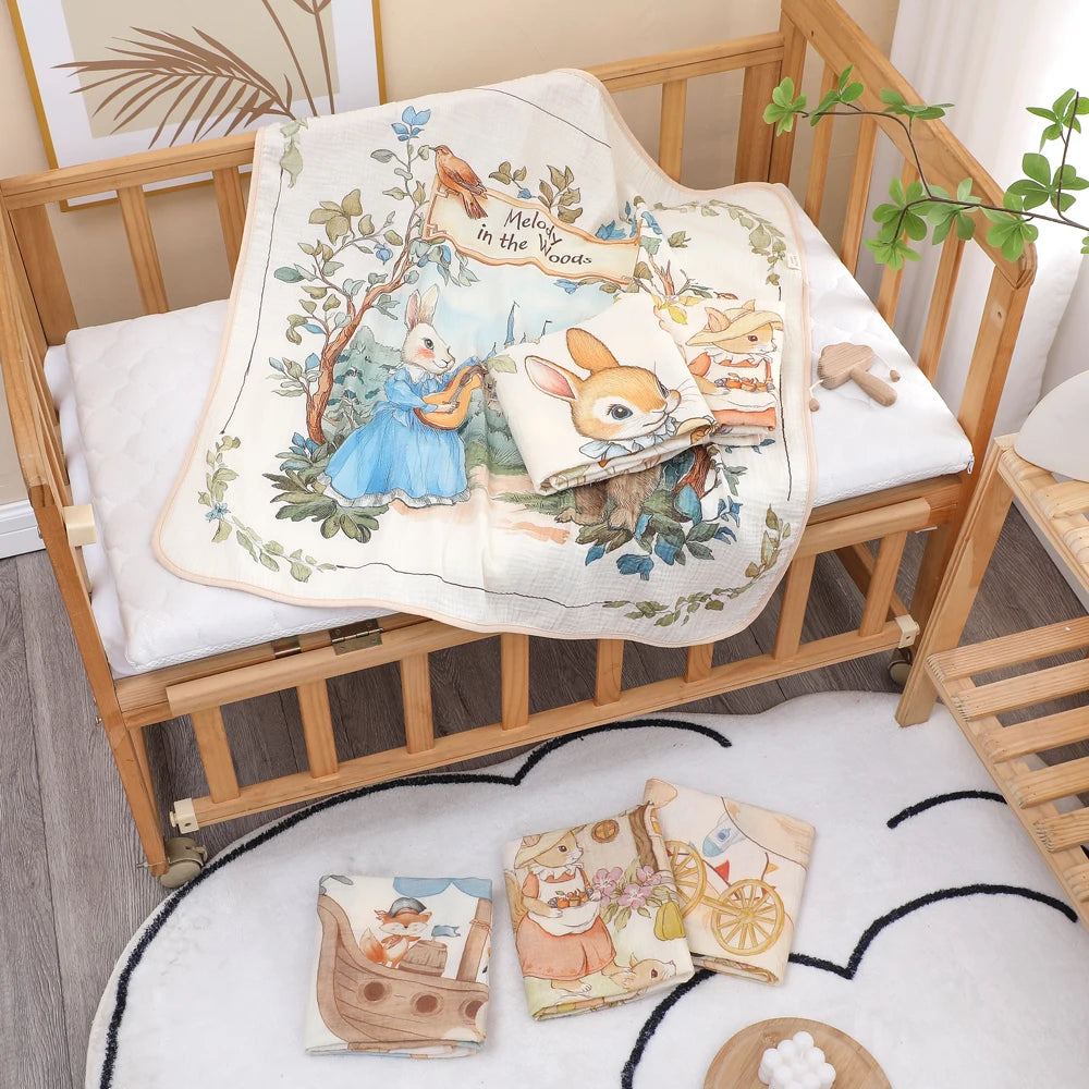 Newborn baby bath towel pure cotton gauze bath towel Class A soft children's blanket absorbent newborn baby blanket by Creative Vault Marketplace