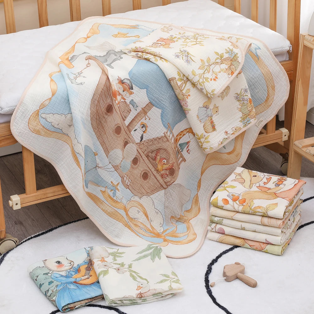 Newborn baby bath towel pure cotton gauze bath towel Class A soft children's blanket absorbent newborn baby blanket by Creative Vault Marketplace