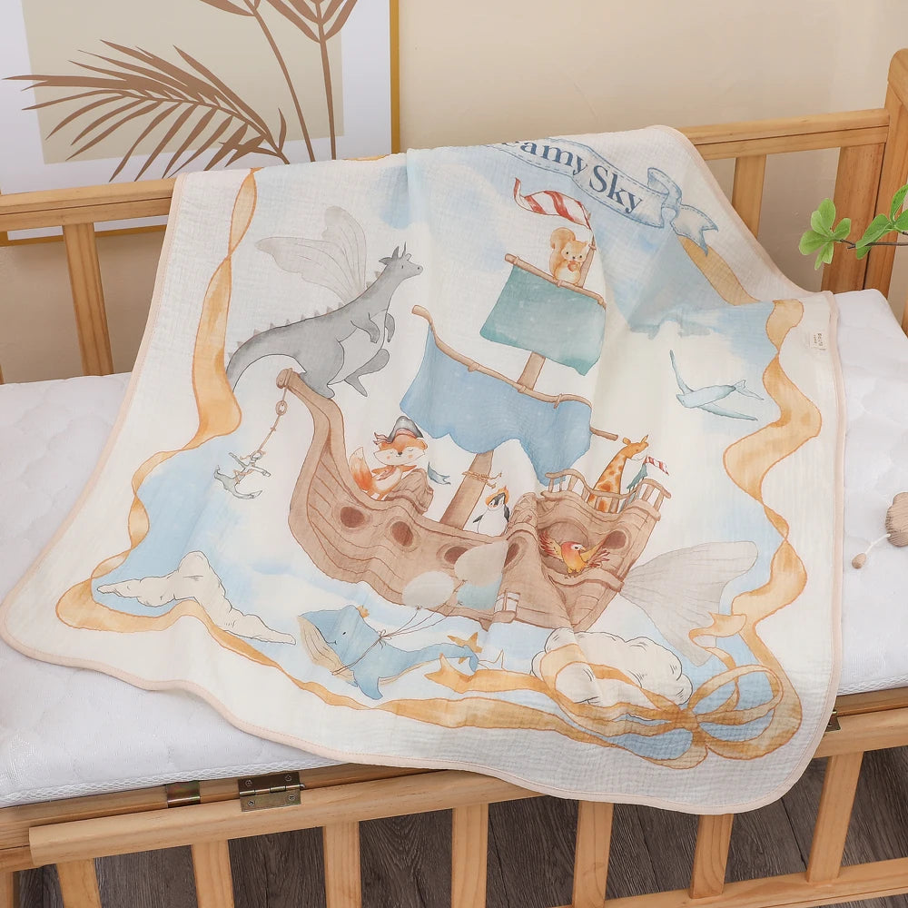 Newborn baby bath towel pure cotton gauze bath towel Class A soft children's blanket absorbent newborn baby blanket by Creative Vault Marketplace