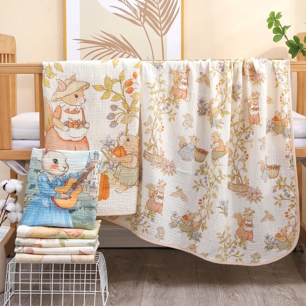 Newborn baby bath towel pure cotton gauze bath towel Class A soft children's blanket absorbent newborn baby blanket by Creative Vault Marketplace