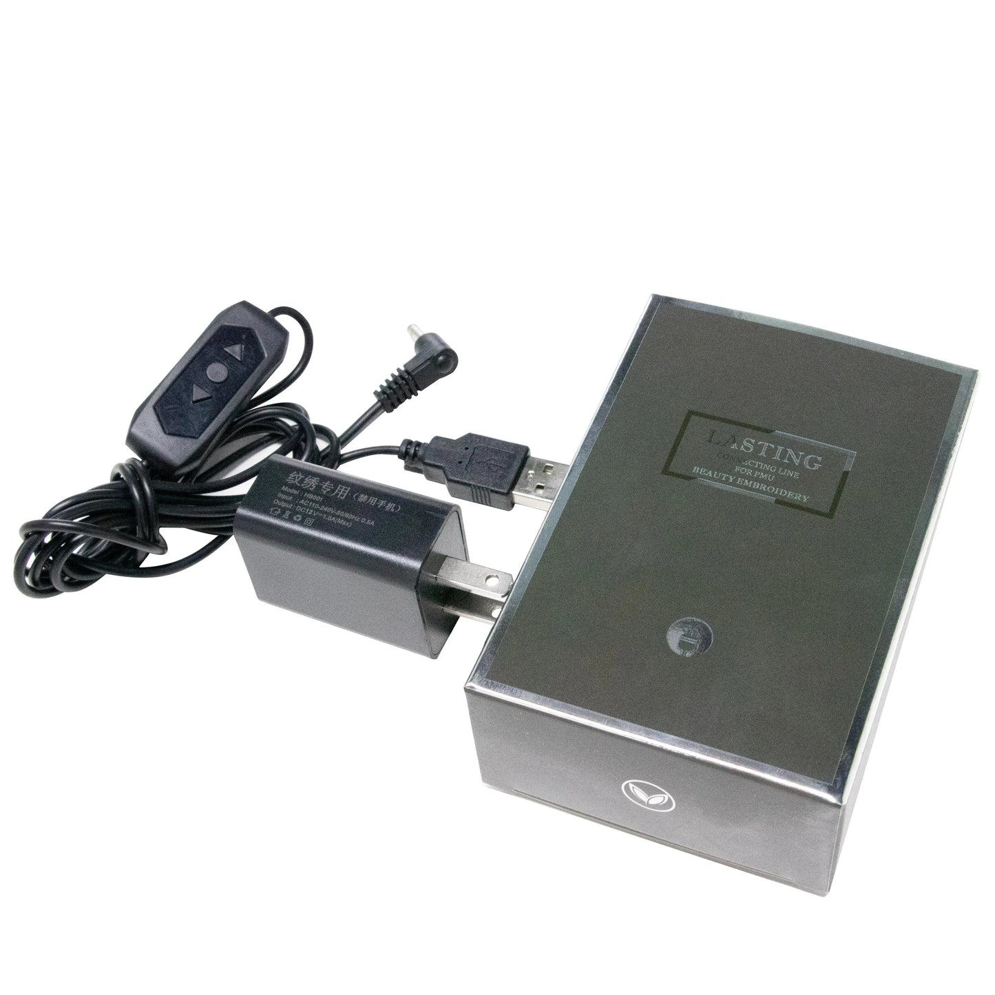 Creative Vault Marketplace black power supply box with power adapter and control cable for tattoo pen machine