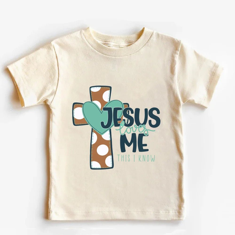 Jesus loves me Christian Kids T Shirt Religious Toddler T Shirt Jesus Natural Retro Youth tops Tee by Creative Vault Marketplace