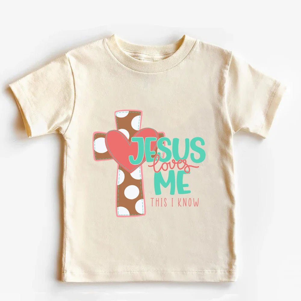 Jesus loves me Christian Kids T Shirt Religious Toddler T Shirt Jesus Natural Retro Youth tops Tee by Creative Vault Marketplace