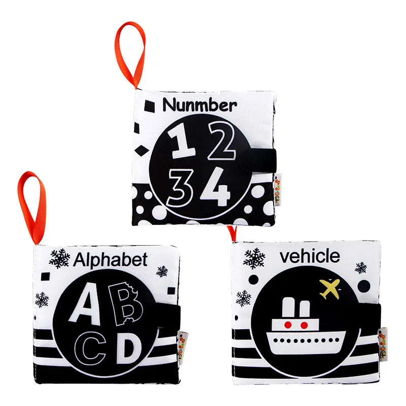 Newborn Soft Cloth Books Black and White Book Books 0-36 Months Early Learning Educational Toys by Creative Vault Marketplace