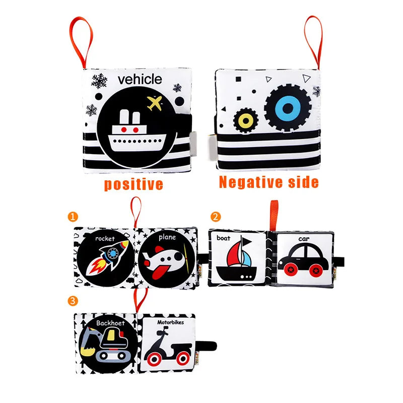 Newborn Soft Cloth Books Black and White Book Books 0-36 Months Early Learning Educational Toys by Creative Vault Marketplace