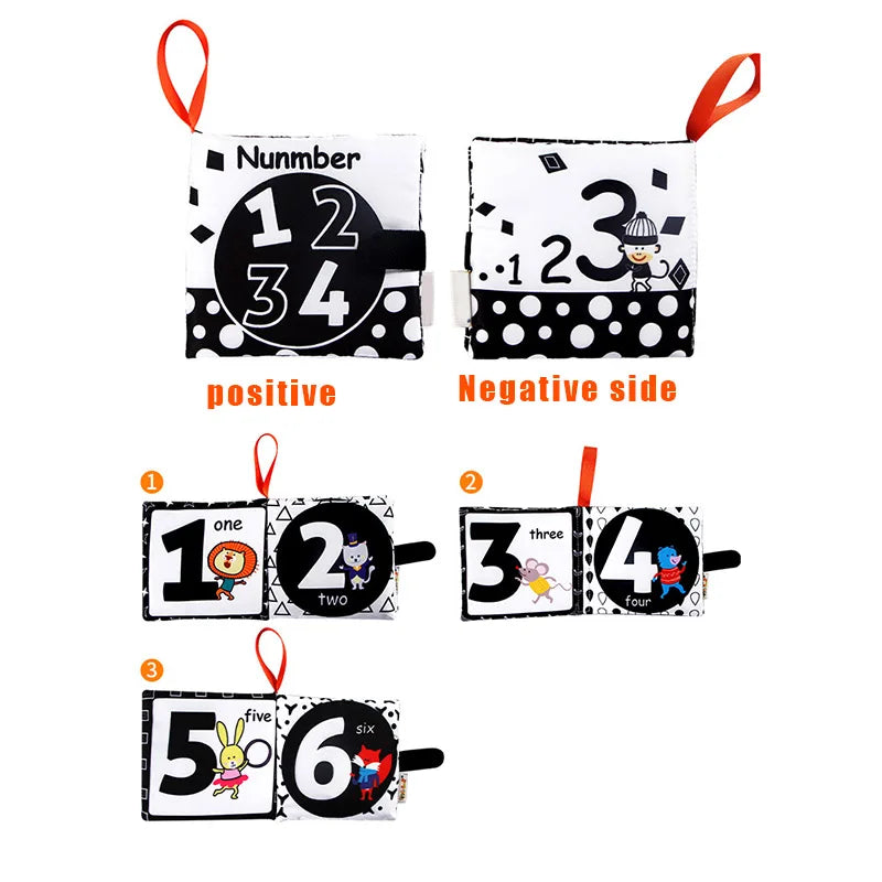 Newborn Soft Cloth Books Black and White Book Books 0-36 Months Early Learning Educational Toys by Creative Vault Marketplace