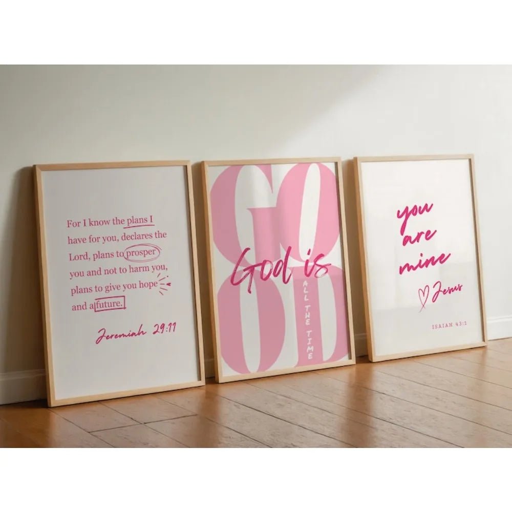 Frameless Fashion Pink Girly Christian Wall Art,God Is Good To Print All The Time,You Are My Print,Living Room Wall Art Decor by Creative Vault Marketplace