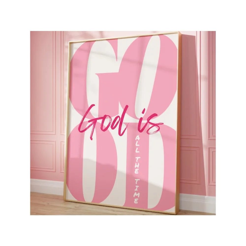 Frameless Fashion Pink Girly Christian Wall Art,God Is Good To Print All The Time,You Are My Print,Living Room Wall Art Decor by Creative Vault Marketplace