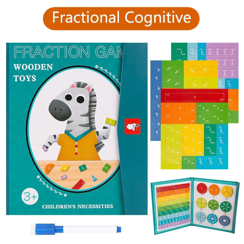 Children Magnetic Fraction Learning Math Toys Wooden Fraction Book Set Parish Teaching Aids Arithmetic Learning Educational Toys by Creative Vault Marketplace