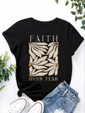 Faith Over Fear Women's Tee - Minimalist Leaf Graphic, Inspirational Casual Top by Creative Vault Marketplace