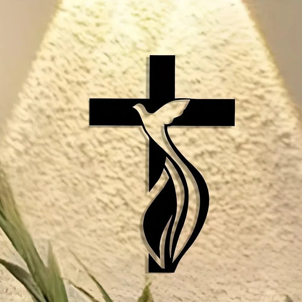 Religious Cross Wall Art Iron Metal Sculpture Church Home Decor Elegant by Creative Vault Marketplace