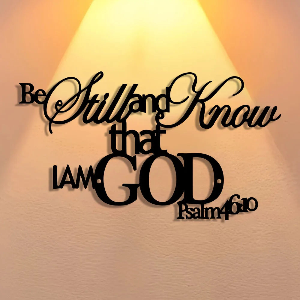 Elegant Minimalist Christian Wall Art -"Be Still and Know That I Am God" Bible Verse Metal Sign, Rustic Farmhouse Decor for Home by Creative Vault Marketplace