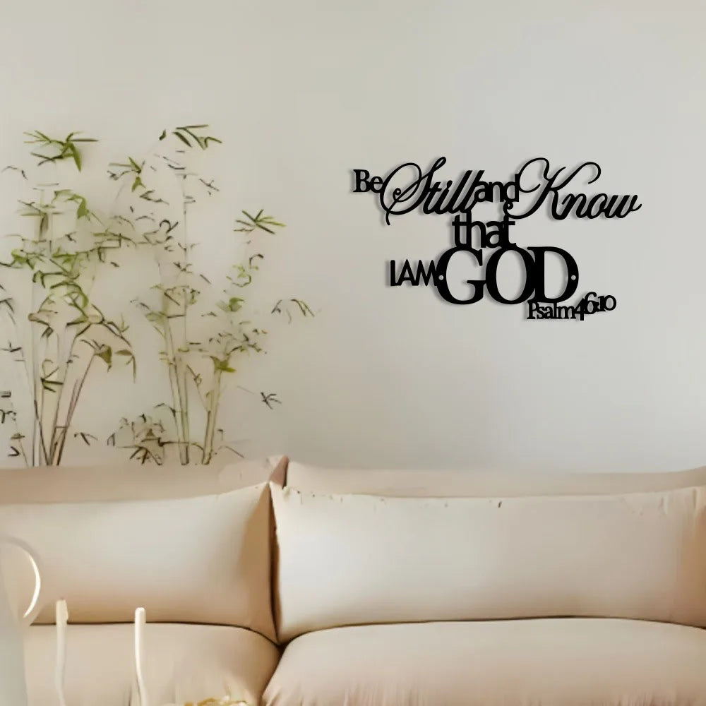Elegant Minimalist Christian Wall Art -"Be Still and Know That I Am God" Bible Verse Metal Sign, Rustic Farmhouse Decor for Home by Creative Vault Marketplace