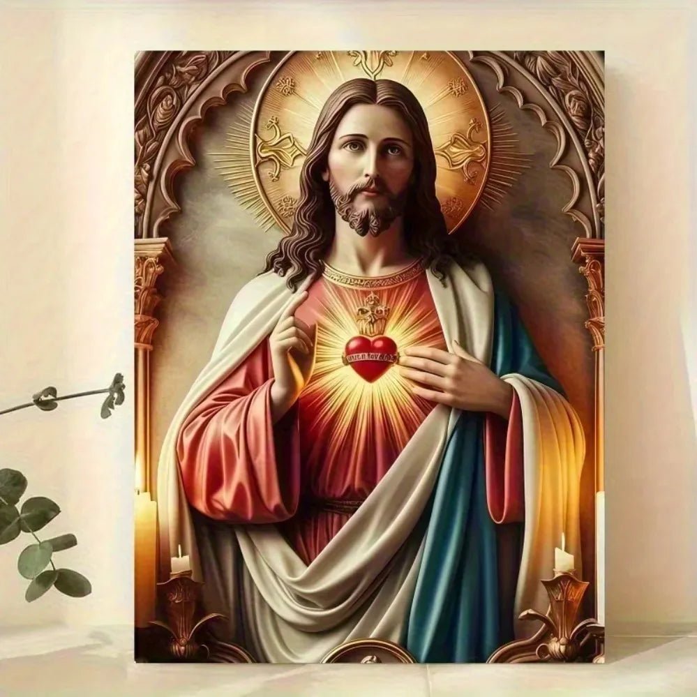 Christian Sacred Heart Wall Art - Ready-to-Hang Home Decor for Christmas Halloween New Year by Creative Vault Marketplace