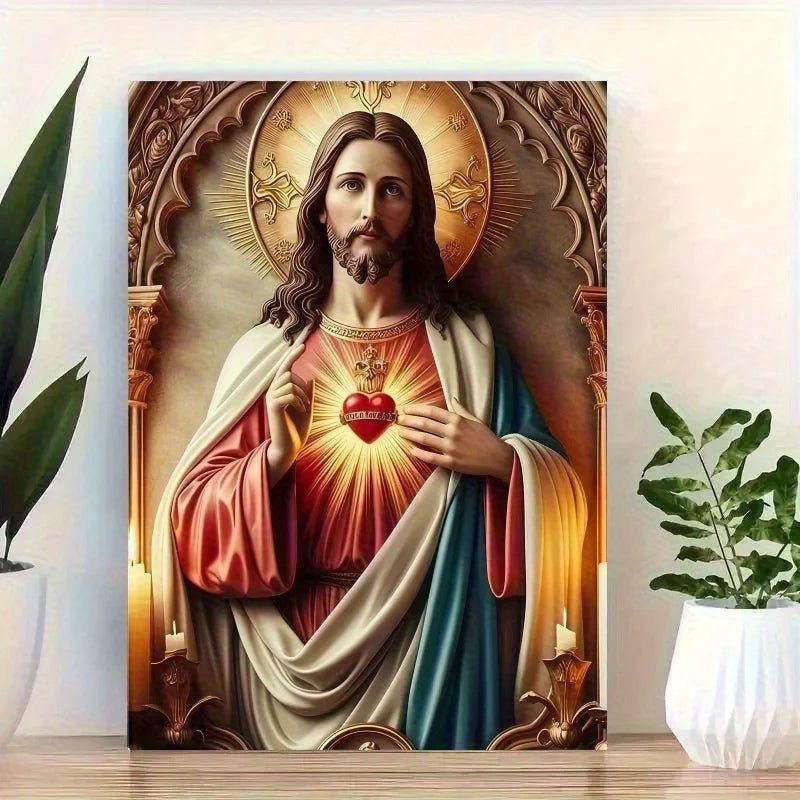 Christian Sacred Heart Wall Art - Ready-to-Hang Home Decor for Christmas Halloween New Year by Creative Vault Marketplace