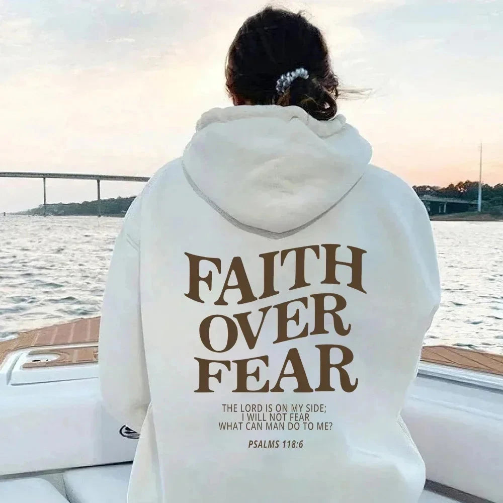 Faith Overcomes Fear - Christian Hooded Sweatshirts Jesus Hoodie Fashion Men Women Hoodies Casual Sweatshirt Harajuku Unisex by Creative Vault Marketplace