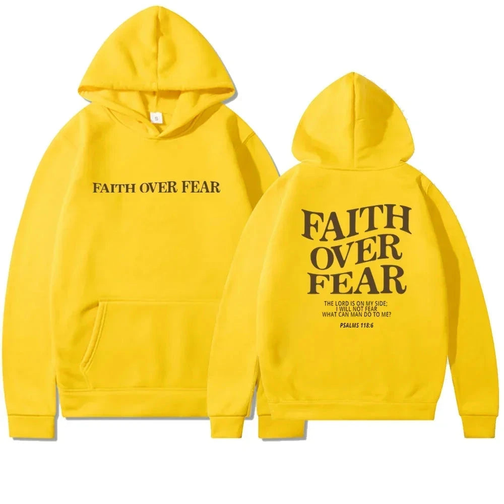 Faith Overcomes Fear - Christian Hooded Sweatshirts Jesus Hoodie Fashion Men Women Hoodies Casual Sweatshirt Harajuku Unisex by Creative Vault Marketplace