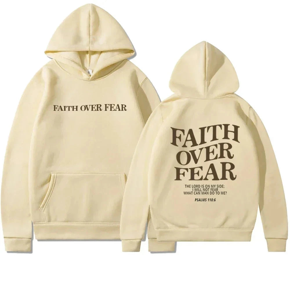 Faith Overcomes Fear - Christian Hooded Sweatshirts Jesus Hoodie Fashion Men Women Hoodies Casual Sweatshirt Harajuku Unisex by Creative Vault Marketplace