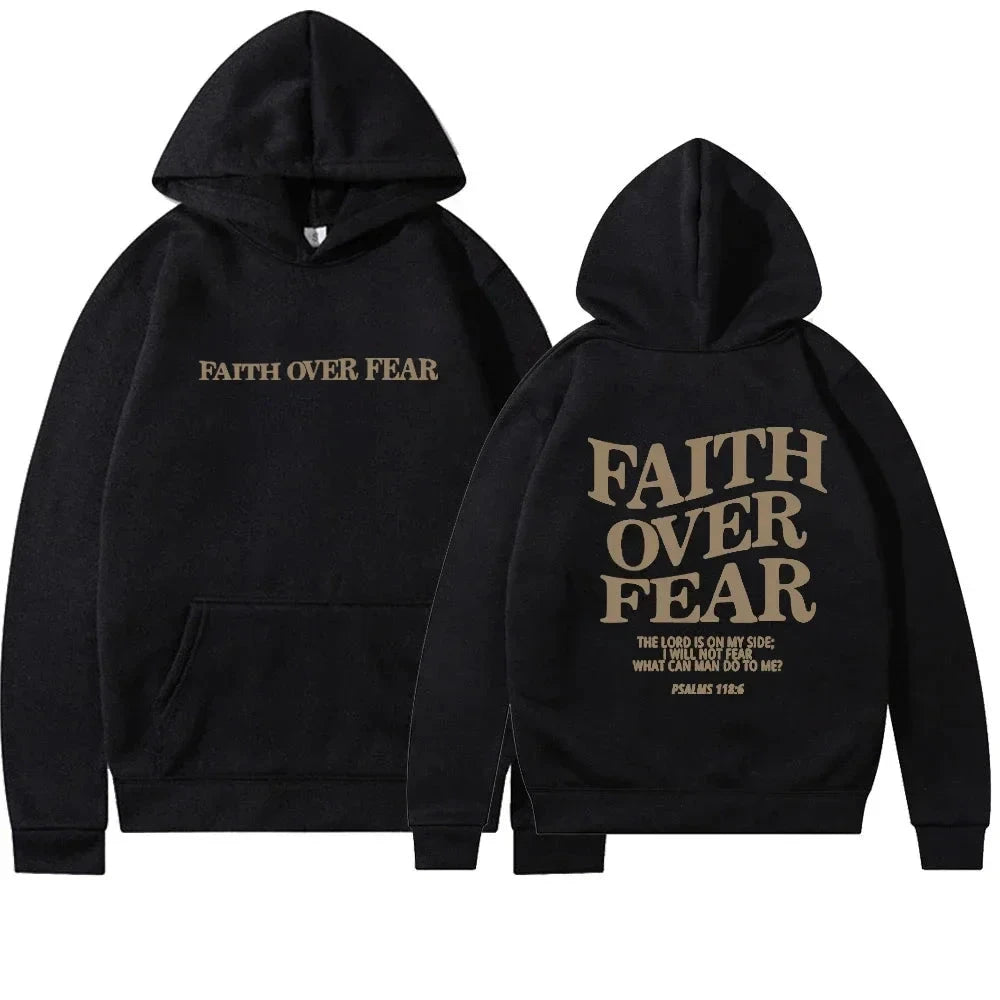 Faith Overcomes Fear - Christian Hooded Sweatshirts Jesus Hoodie Fashion Men Women Hoodies Casual Sweatshirt Harajuku Unisex by Creative Vault Marketplace