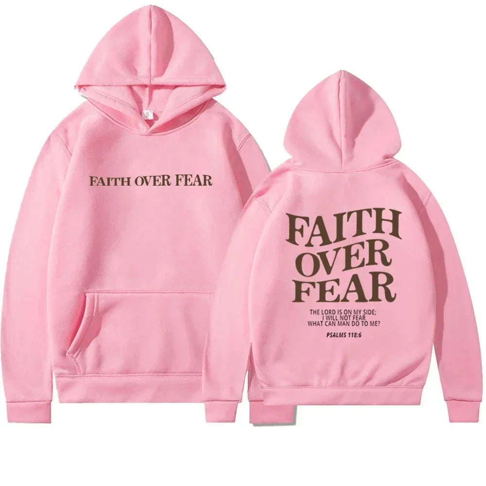 Faith Overcomes Fear - Christian Hooded Sweatshirts Jesus Hoodie Fashion Men Women Hoodies Casual Sweatshirt Harajuku Unisex by Creative Vault Marketplace