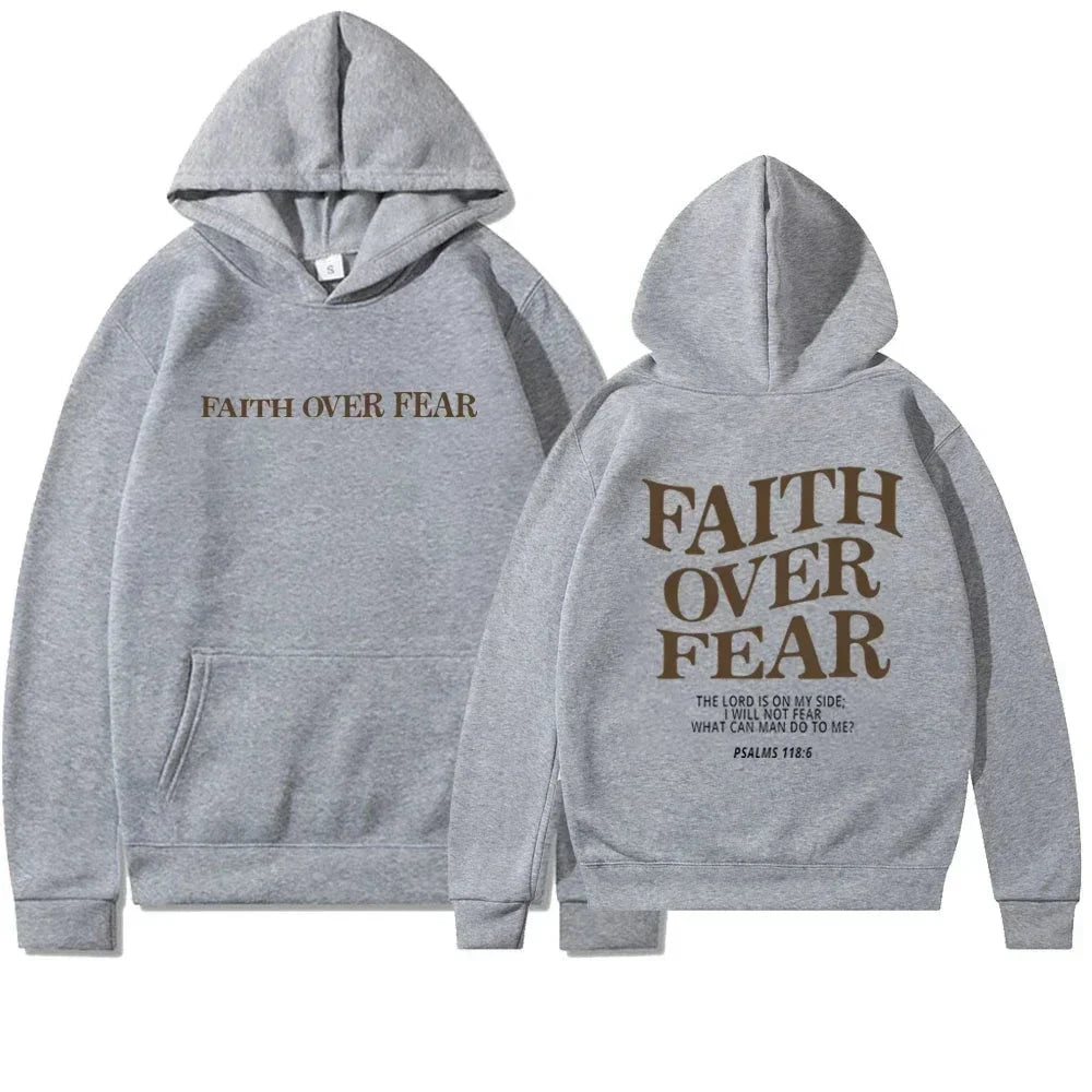 Faith Overcomes Fear - Christian Hooded Sweatshirts Jesus Hoodie Fashion Men Women Hoodies Casual Sweatshirt Harajuku Unisex by Creative Vault Marketplace