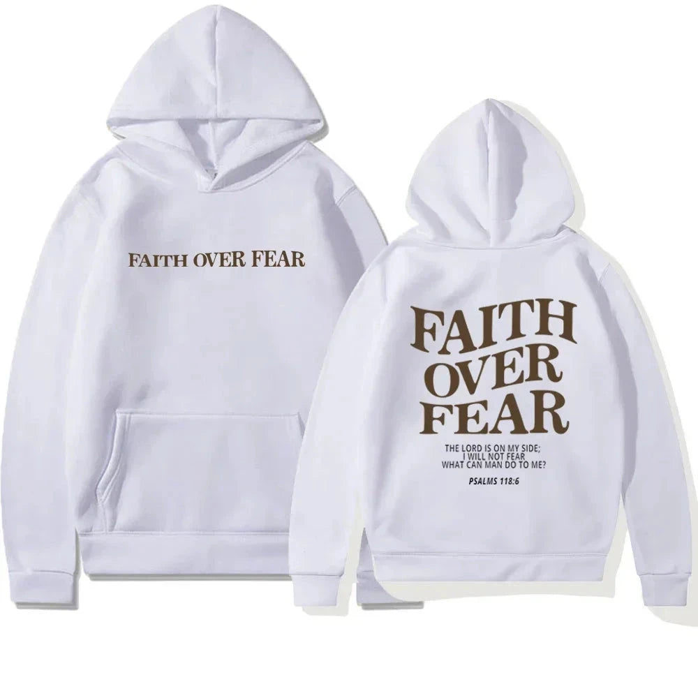 Faith Overcomes Fear - Christian Hooded Sweatshirts Jesus Hoodie Fashion Men Women Hoodies Casual Sweatshirt Harajuku Unisex by Creative Vault Marketplace