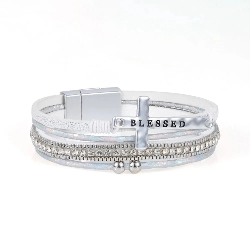 Empower Your Spirit with the Faith Cross Leather Bracelet by Creative Vault Marketplace