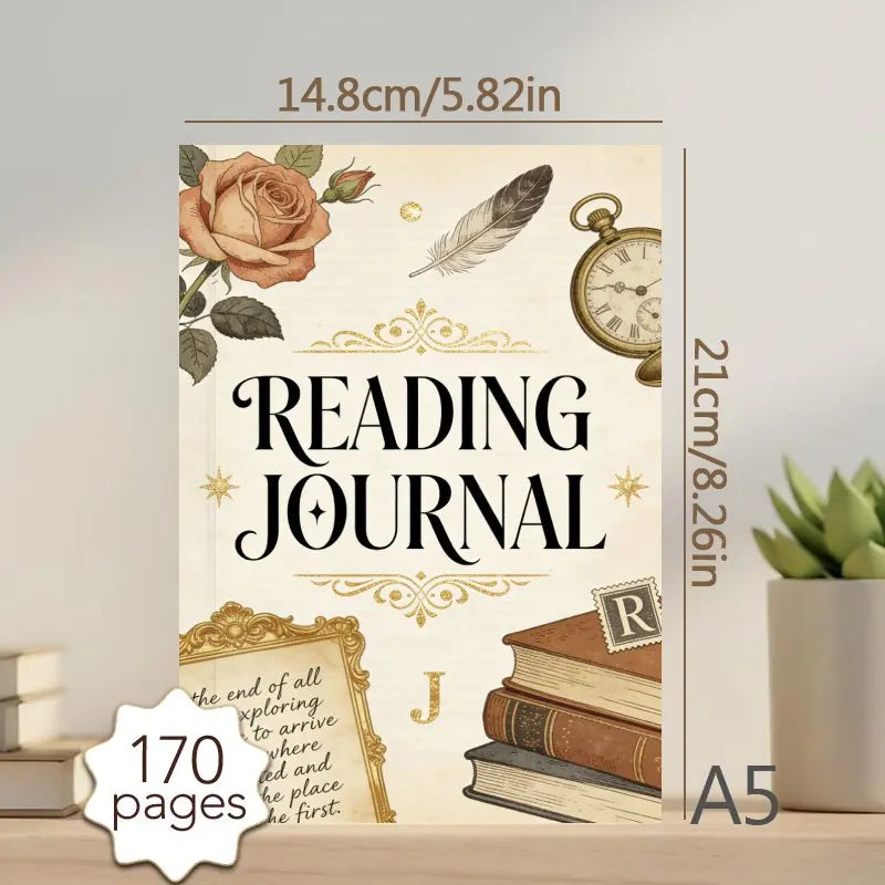A5 Reading Journal, Daily Book Planner (170 Pages), 52 Book Review Templates, Quote Journal - Perfect Gift for Book Lovers by Creative Vault Marketplace