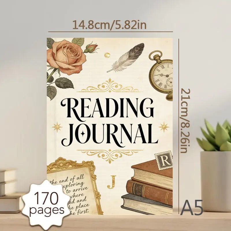 A5 Reading Journal, Daily Book Planner (170 Pages), 52 Book Review Templates, Quote Journal - Perfect Gift for Book Lovers by Creative Vault Marketplace