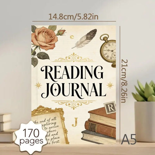 A5 Reading Journal, Daily Book Planner (170 Pages), 52 Book Review Templates, Quote Journal - Perfect Gift for Book Lovers by Creative Vault Marketplace