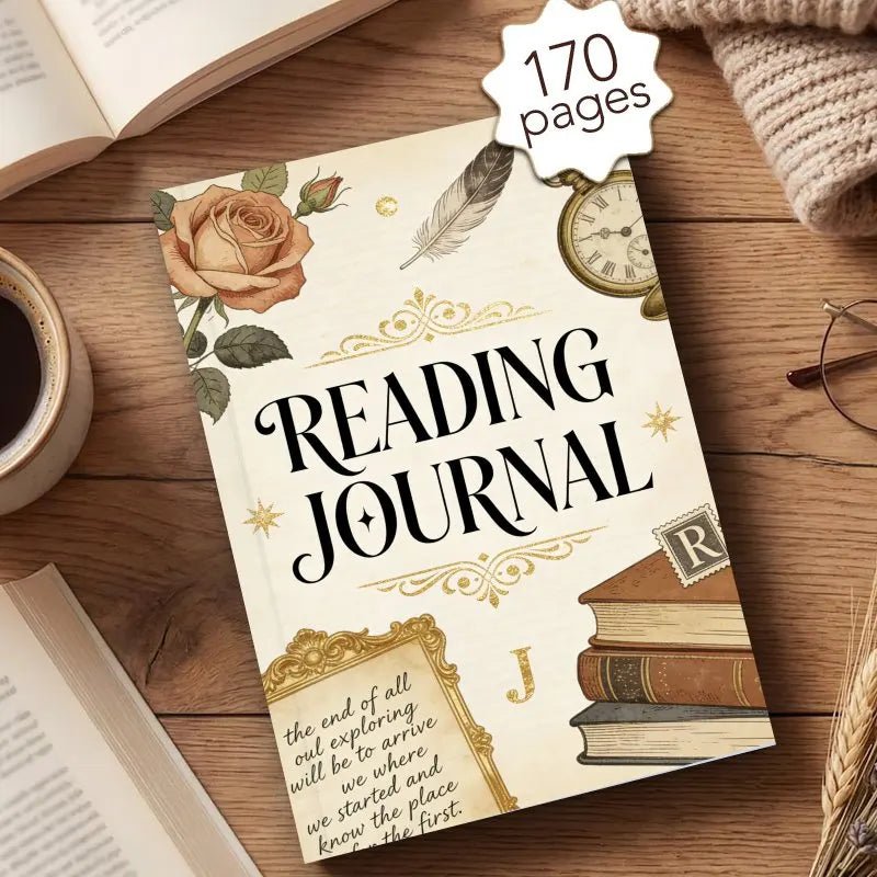 A5 Reading Journal, Daily Book Planner (170 Pages), 52 Book Review Templates, Quote Journal - Perfect Gift for Book Lovers by Creative Vault Marketplace