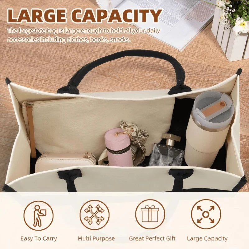 Cream and black cross of faith with butterfly and flower print canvas tote, suitable for church and daily use by Creative Vault Marketplace