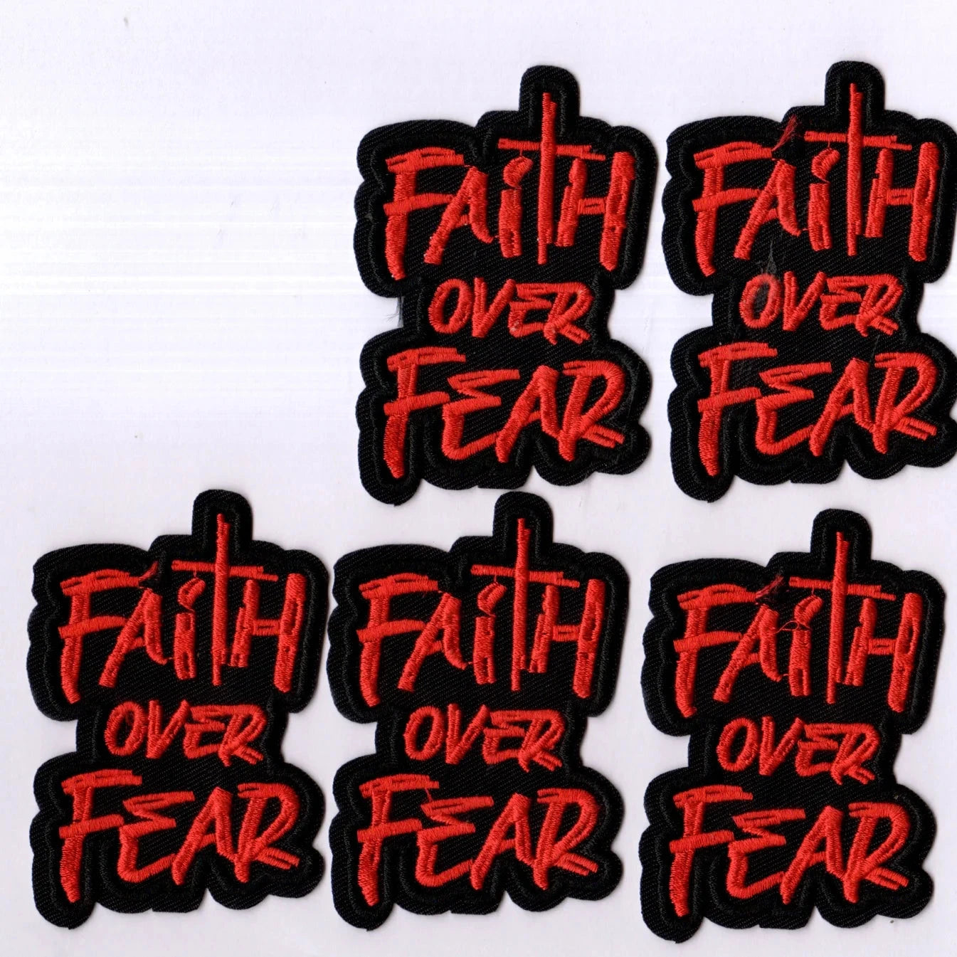 Faith over Fear Pattern Embroidery Patches, Iron-On DIY Patches, Clothing and Accessory Repair Badges Suitable for Clothing, Bags, Shoes, Hats, Home Decoration, Iron-On by Creative Vault Marketplace